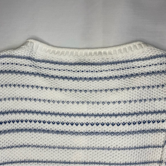 Chaps White Blue Stripes Long Sleeve Henley Pullover Sweater Women's Size XL - Picture 9 of 12